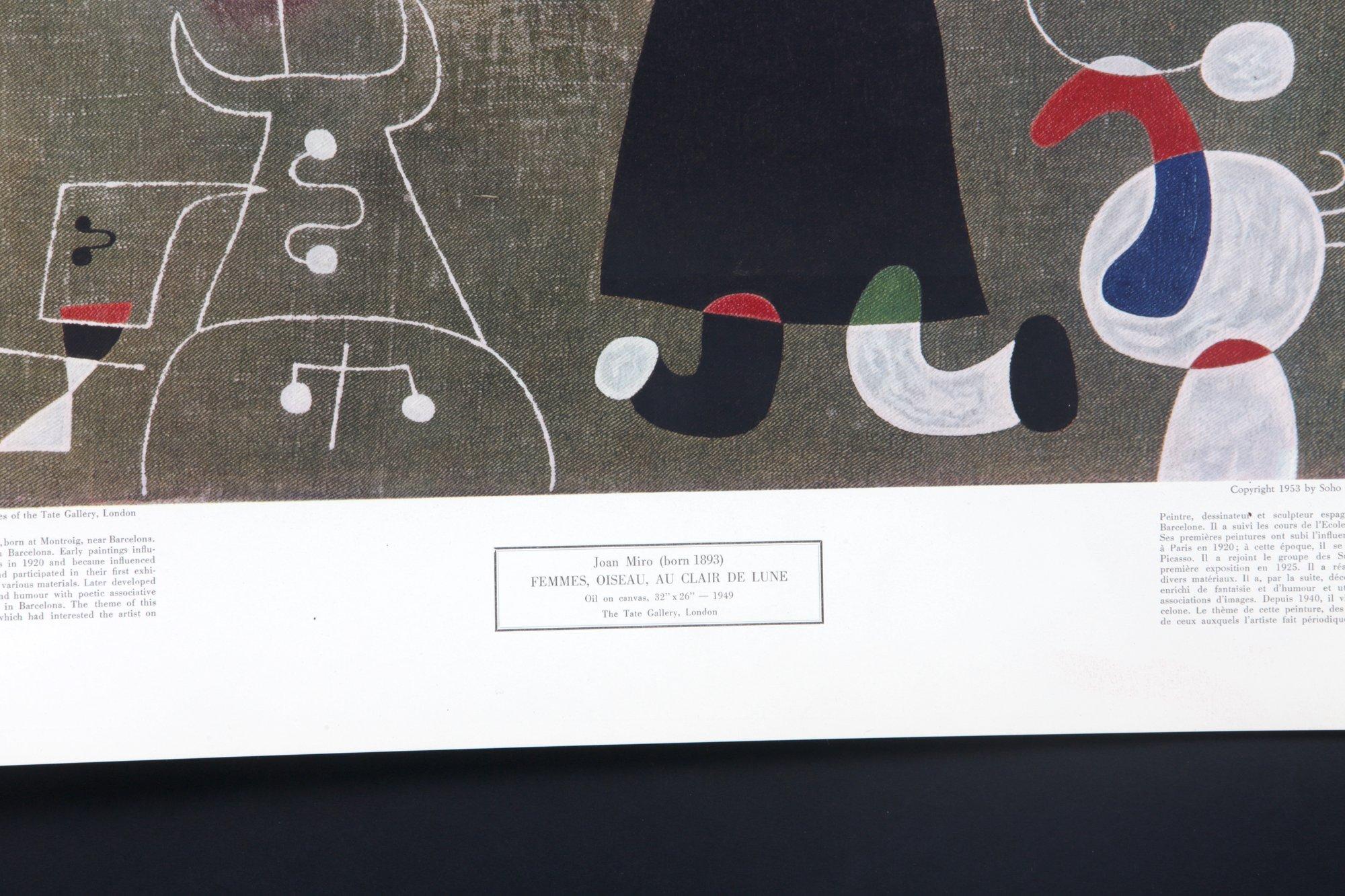 Women And Bird In The Moonlight Reproduction Print By Joan Miro