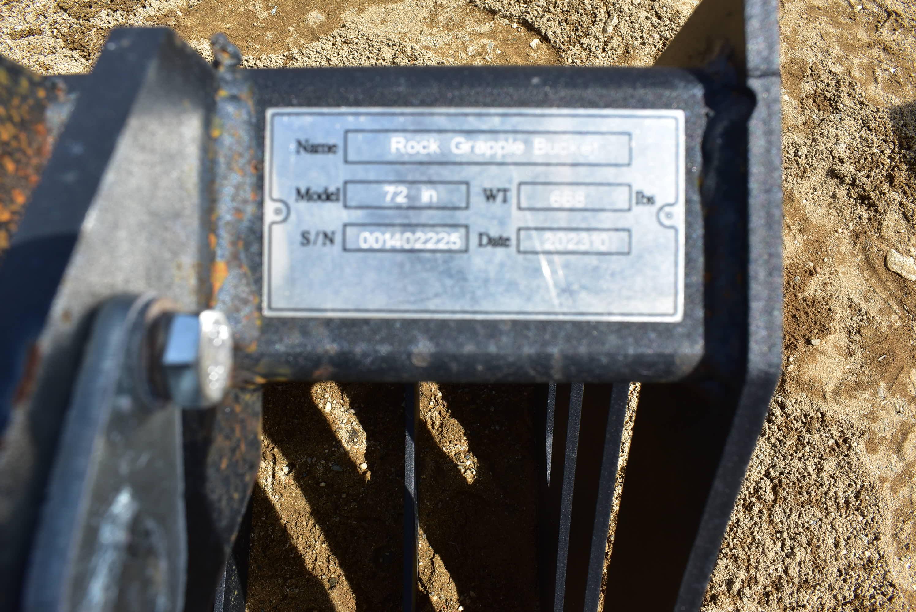 72" rock grapple bucket skid steer attachment