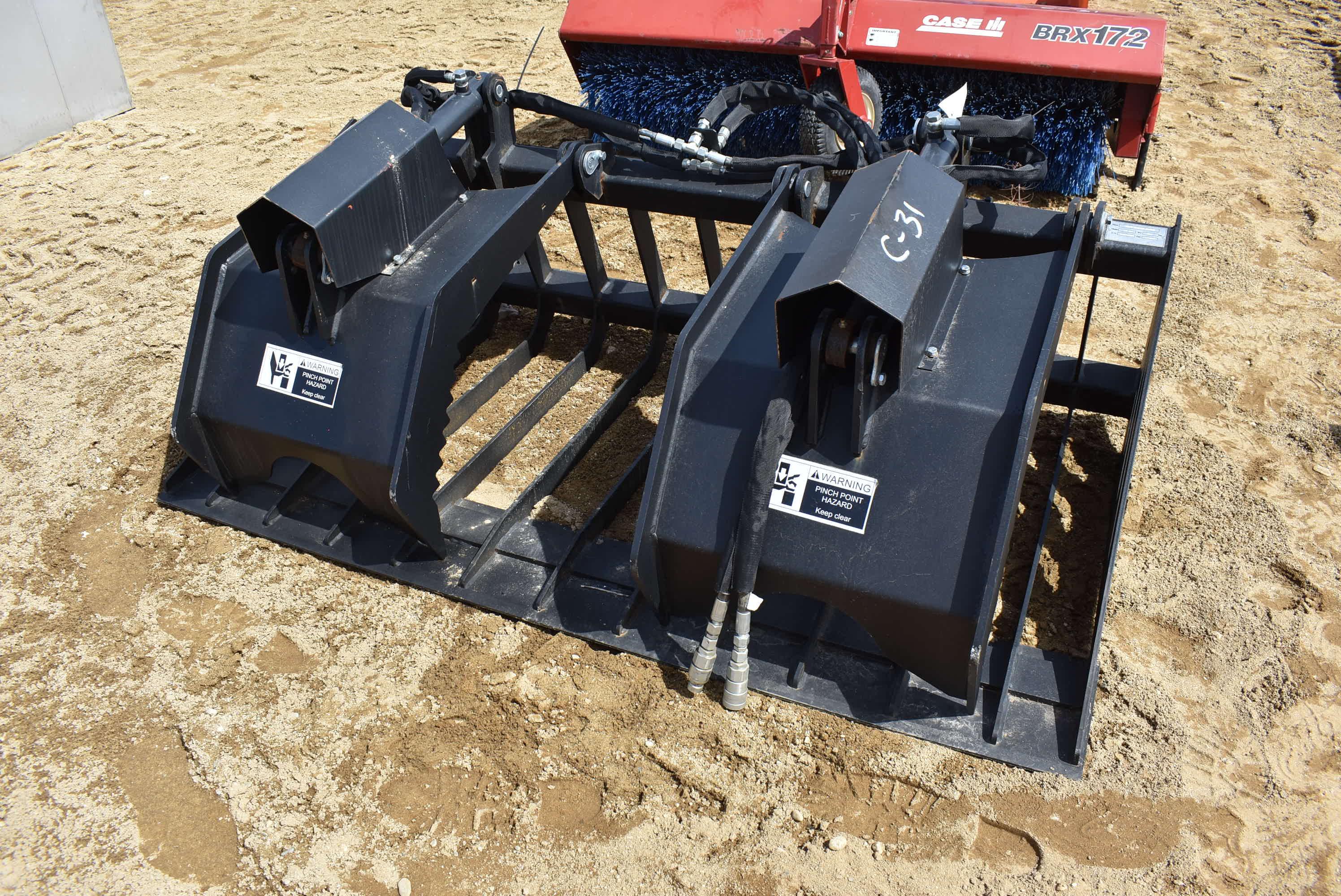 72" rock grapple bucket skid steer attachment