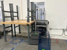 4 Work Tables, File Cabinet And Mobile Cart