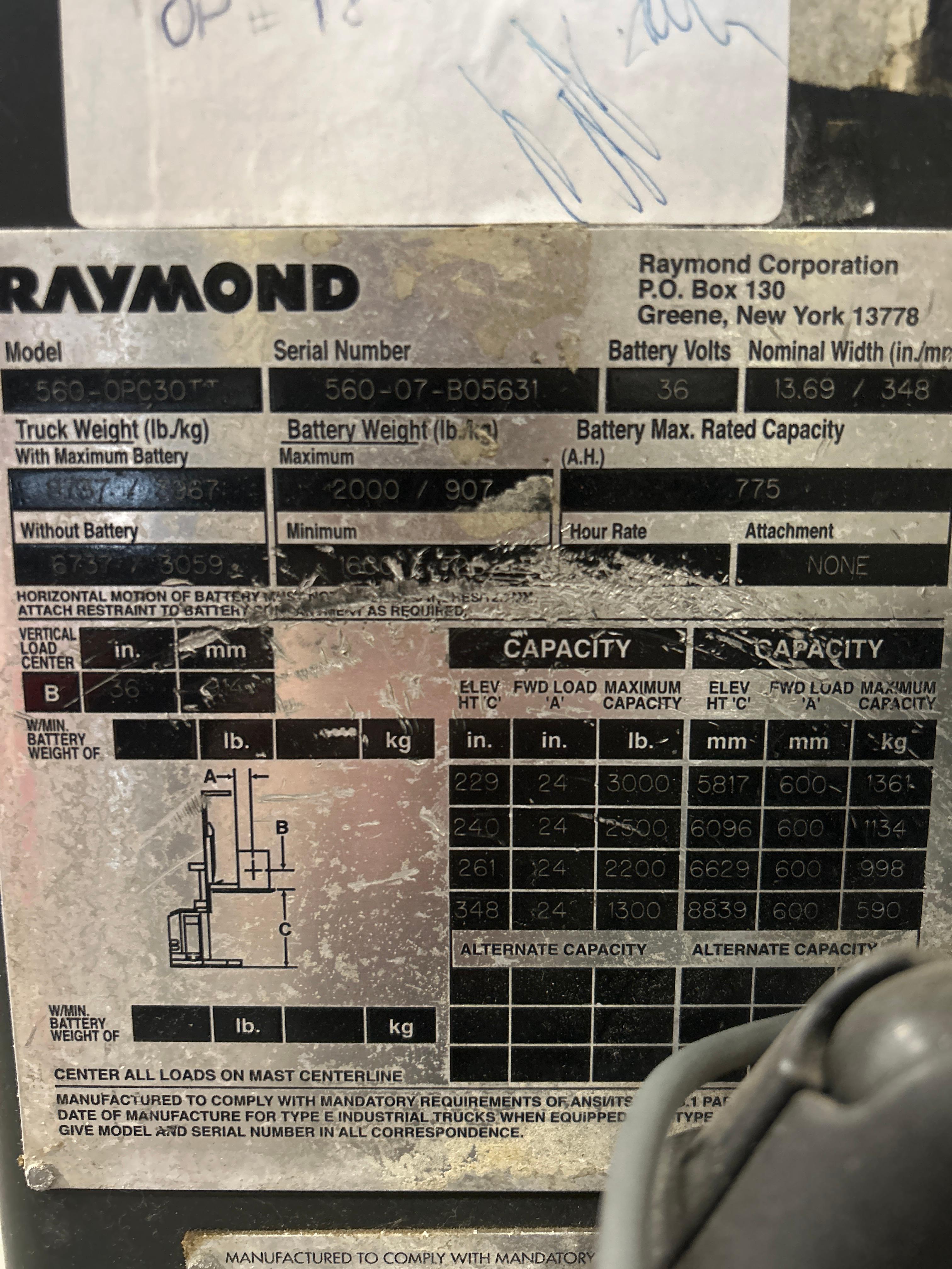 Wire Guided Raymond Order Picker Model 560-opc30tt