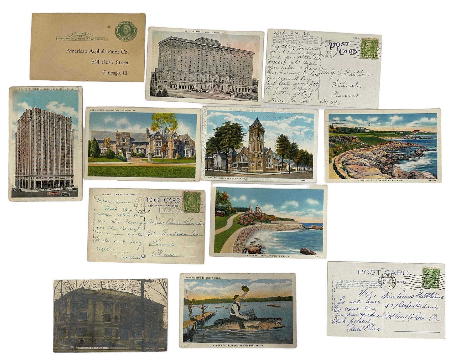 Vintage Post Cards with Stamps and Vintage Envelopes