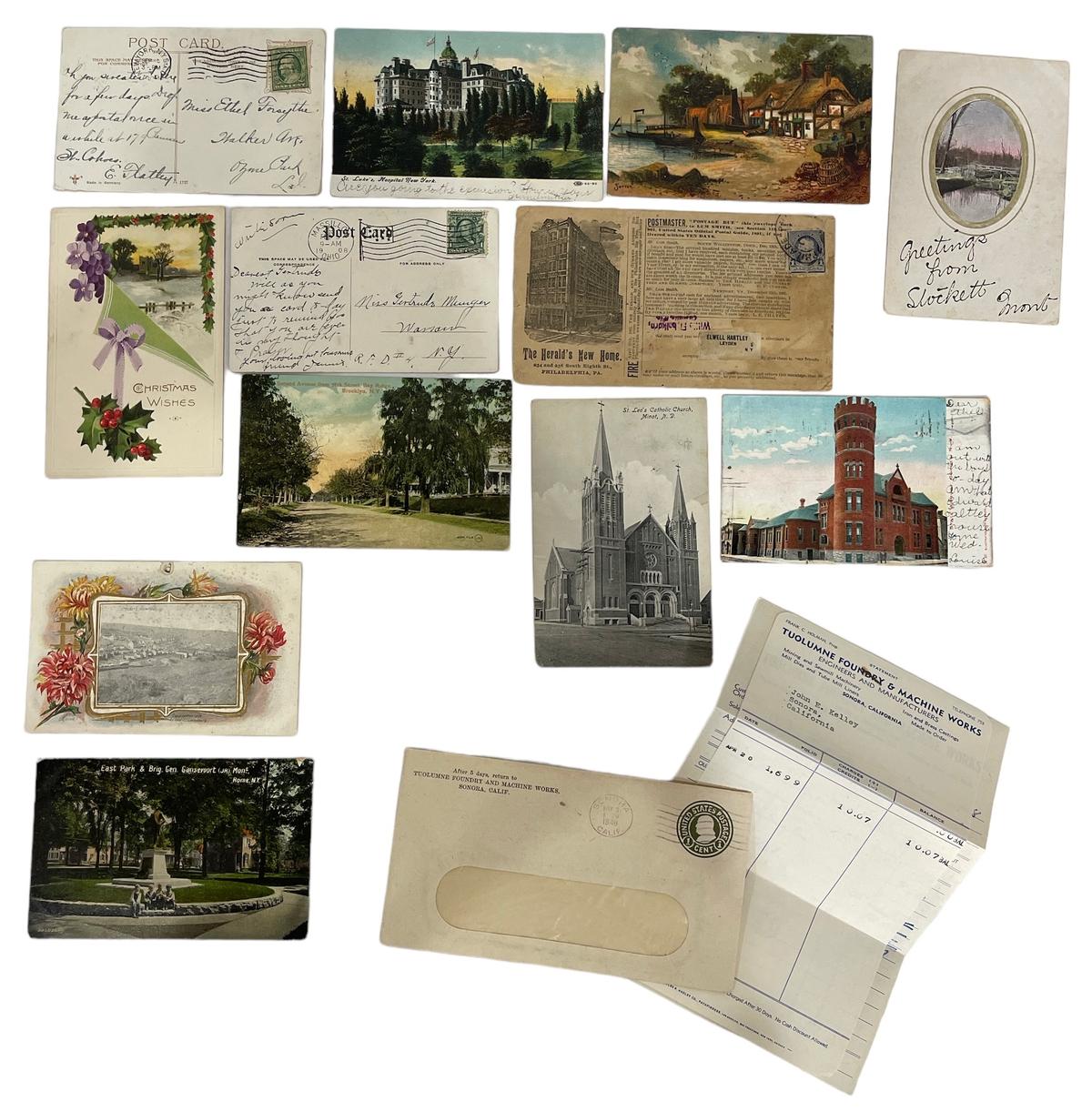 Vintage Post Cards with Stamps and Vintage Envelopes