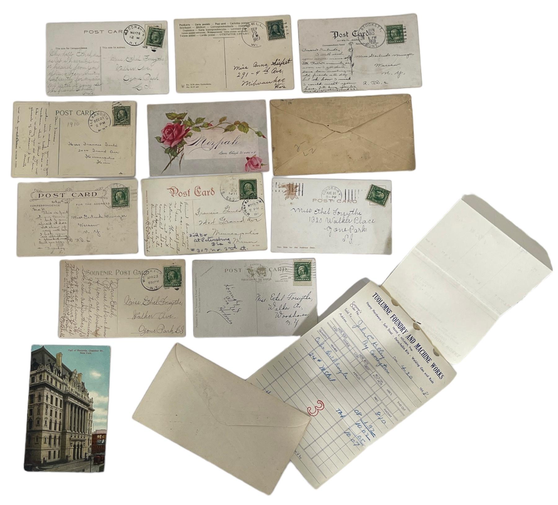 Vintage Post Cards with Stamps and Vintage Envelopes