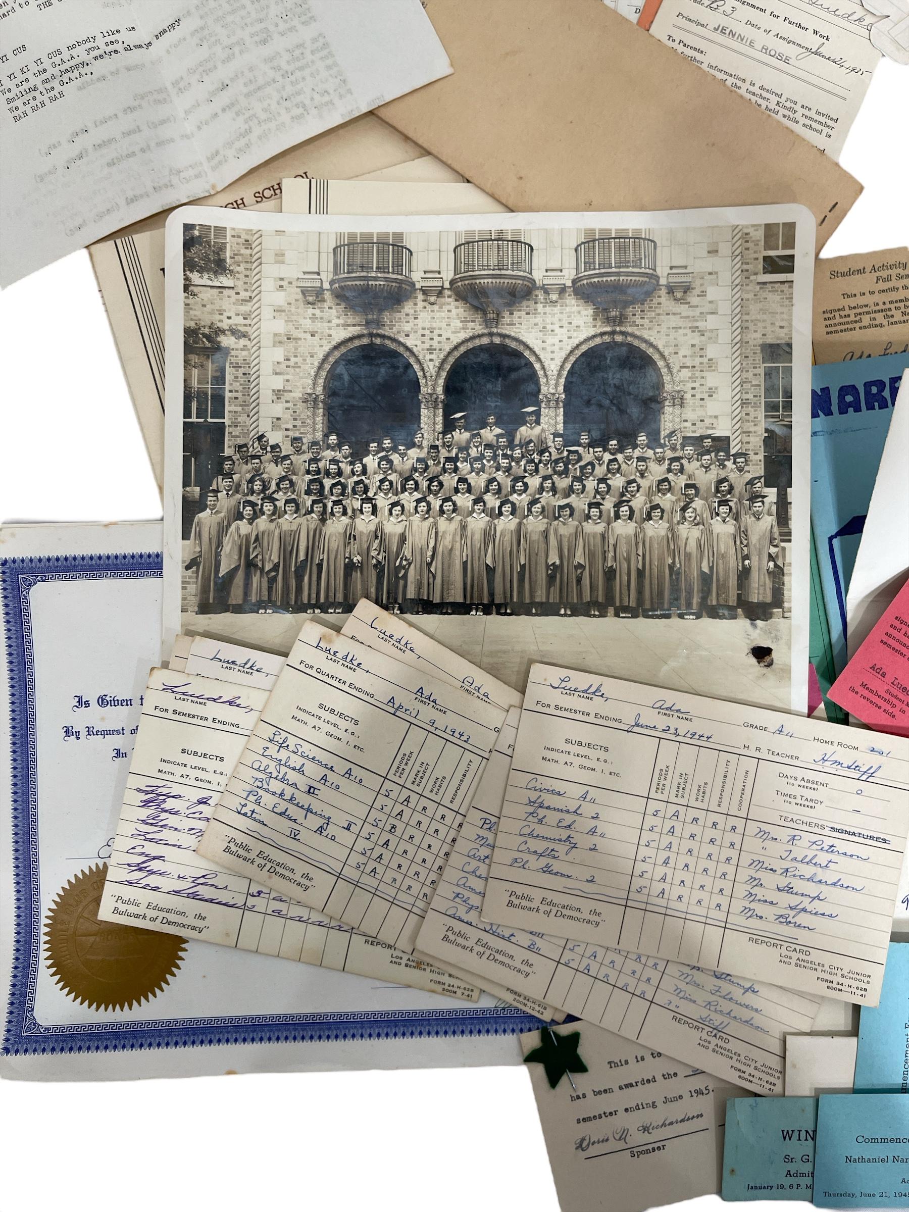 Vintage High School Documents of Ada Luedke