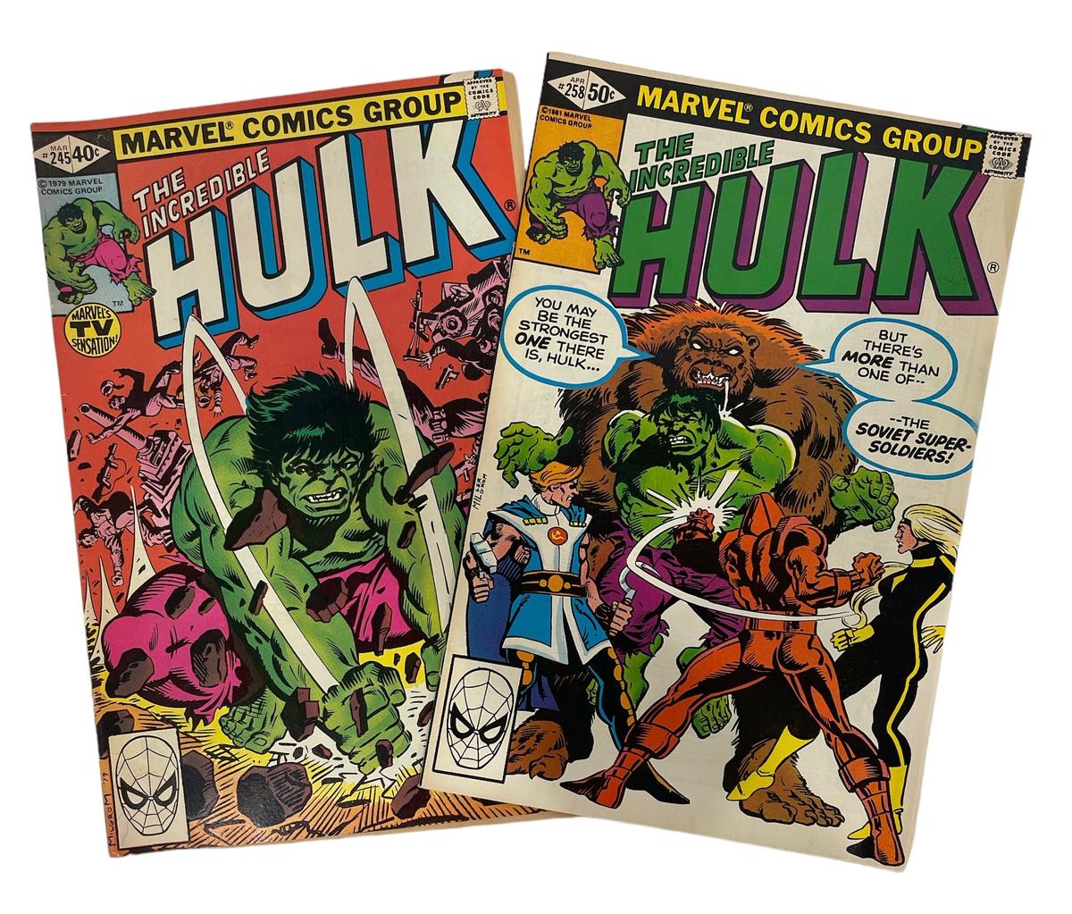 Vintage Marvel Comics - The Incredible Hulk Series No.245 and No.258