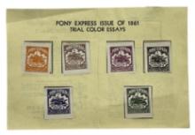 Pony Express Issue of 1861 Trial Color Essays | Stamp Collection
