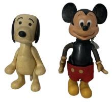 Vintage Snoopy and Mickey Mouse