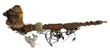 Native American Wolf Pipe With Beads