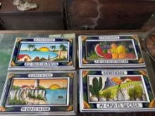 4 Mexican Pottery Hand Painted Ceramic Wall Hangings