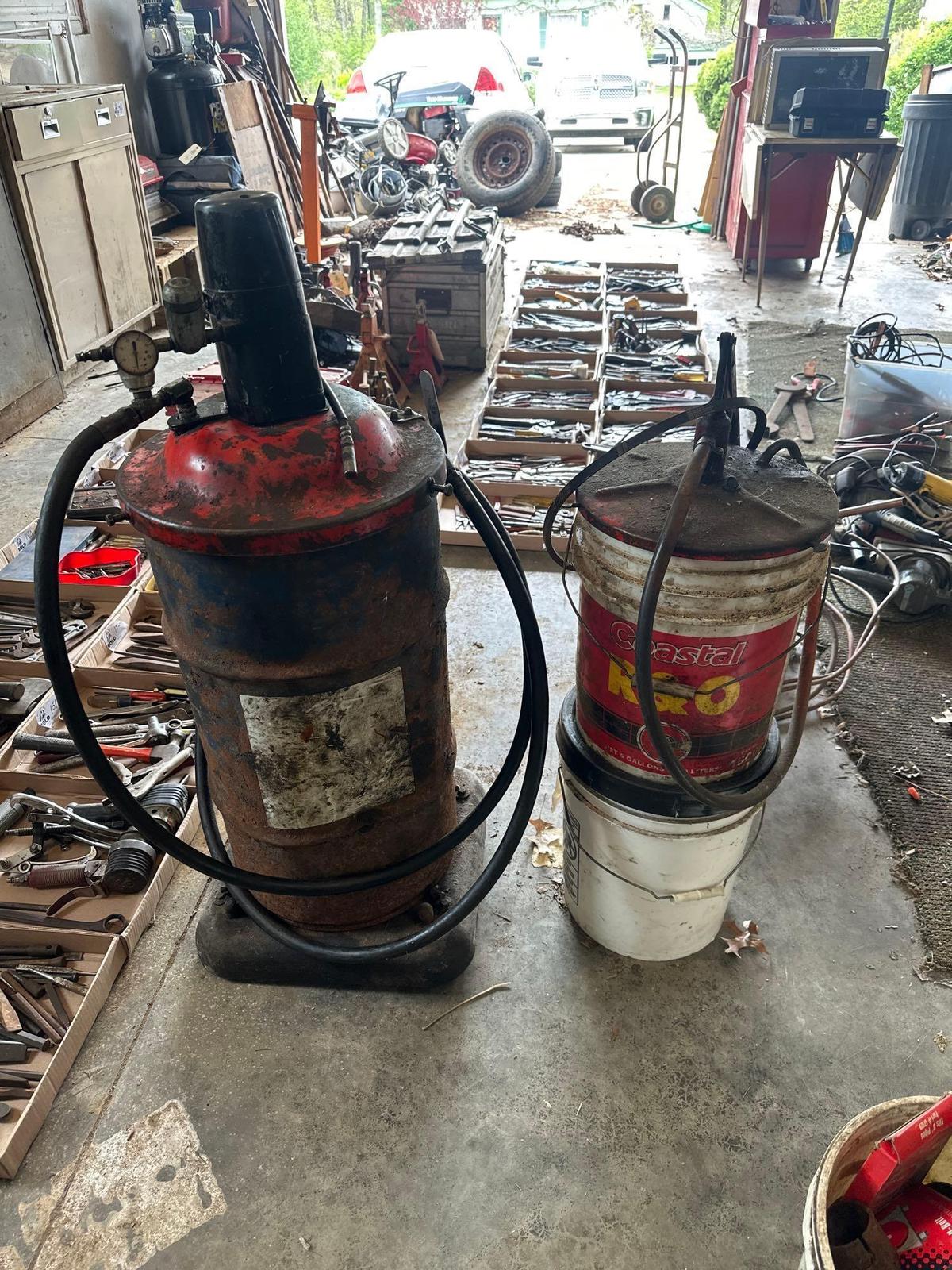 Pneumatic Grease Cart & 2 Five Gallon Buckets of Grease - 1 Full
