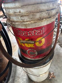 Pneumatic Grease Cart & 2 Five Gallon Buckets of Grease - 1 Full