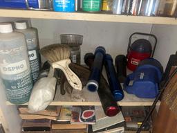 Shelving Behind Door of Chemicals and Misc