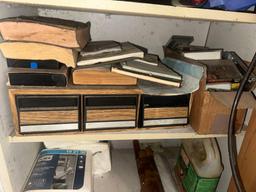 Shelving Behind Door of Chemicals and Misc