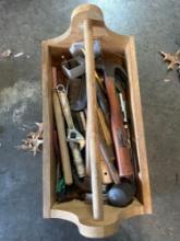 Wooden Tool Box of Misc Hand Tools