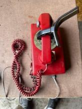 Red Rotary Wall Phone