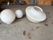 3 Round Milk Glass Light Globes