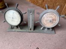 Early Swift & Anderson Ships Wheel Barometer & Thermometer