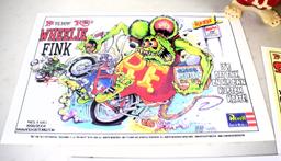 Rat Fink trash can, sign & character