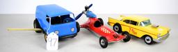 (3) Tether cars, plastic with engines