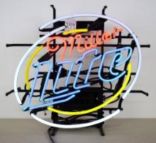 Miller Lite neon sign, 20" x 18"