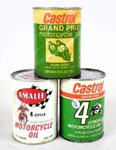 Amalie & Castrol motorcycle oil cans