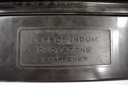 Carborundum duo-stone sharpener in plastic case