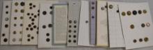 11 Cards porcelain, small metal, picture buttons,