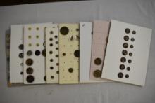 8 Cards metal birds, small picture buttons, pearl,