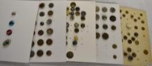 5 Cards enamel, plastic, metal- 1 w/pearl