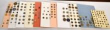 11 Cards vintage metal buttons, work clothing,