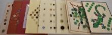 8 Cards acorns in mixed materials, plastic,