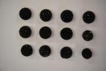 1 Card black flatback round resin buttons