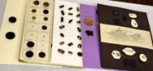 5 Cards Vintage Scrimshaw polar buttons,