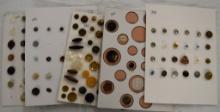 5 Cards cloth, rubber, black glass, pearl, animals