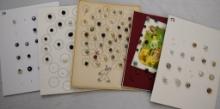 5 Cards paperweights, blown glass, swirl backs