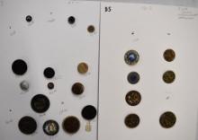2 Cards black glass, vegetable ivory, metal,