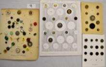 4 Cards baskets, misc glass, metal heads,