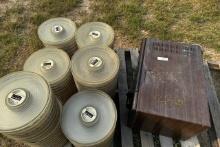 VINTAGE MOVIE REEL STORAGE CONTAINERS & MICROWAVE