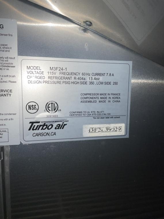 Turbo Air Freezer, 115v