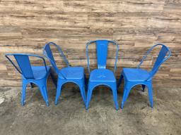 (4) Count Blue Metal Chairs