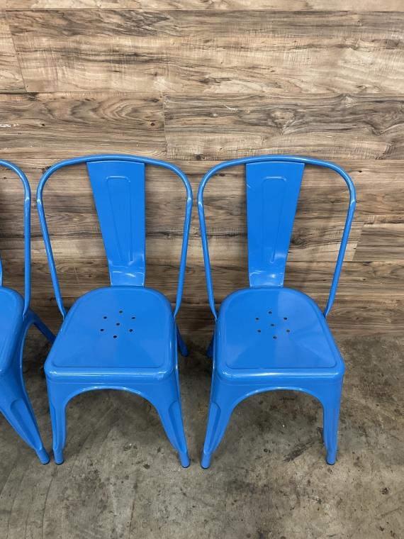 (4) Count Blue Metal Chairs