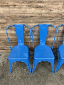 (4) Count Blue Metal Chairs