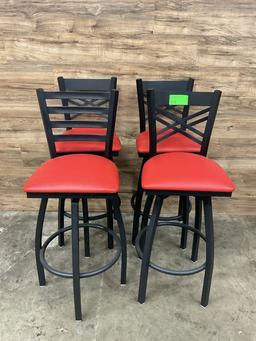 (4) Count Red Cushion Barstools