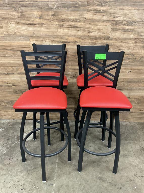 (4) Count Red Cushion Barstools