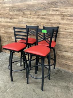 (4) Count Red Cushion Barstools