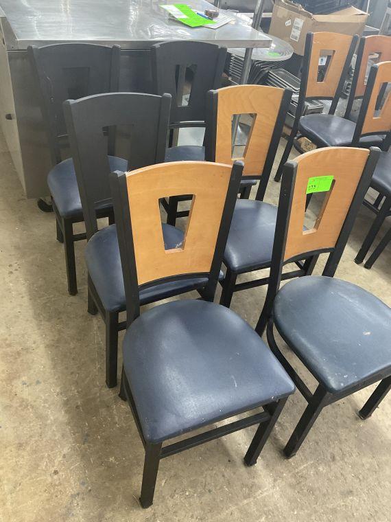 (6) Count Dining Chairs with Blue Cushions