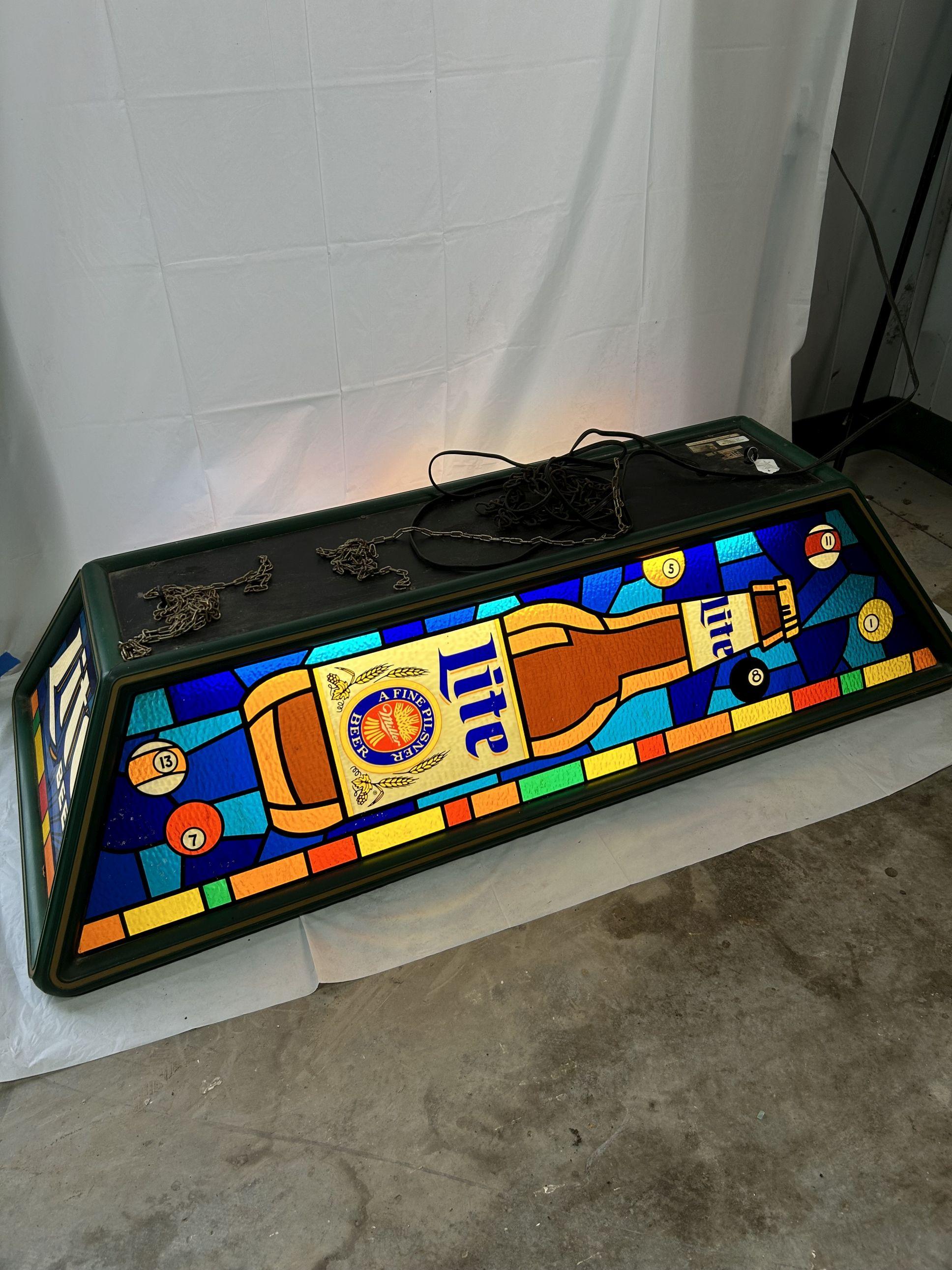 Miller Lite Pool Table Light