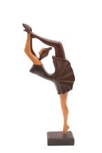 Ballerina Wooden Sculpture - Representing A Posing Ballerina