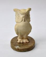 Vintage Alabaster Stone Horned Owl Figurine